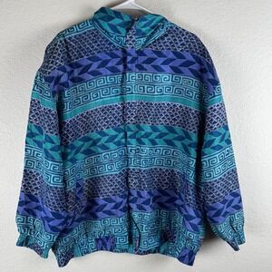 FUDA International Vintage Silk Windbreaker Jacket - Purple Geometric